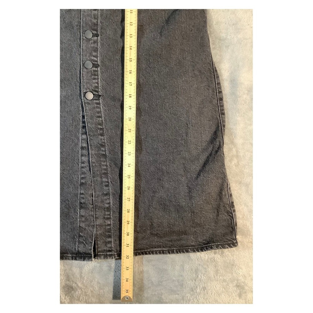 Universal Thread Black Denim Button Front Midi Skirt Women's Size 10 NWT High Ri - Picture 4 of 6
